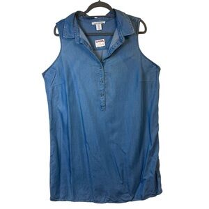 Lucky Brand Sleeveless Chambray Popover Tunic Dress Size 1X New